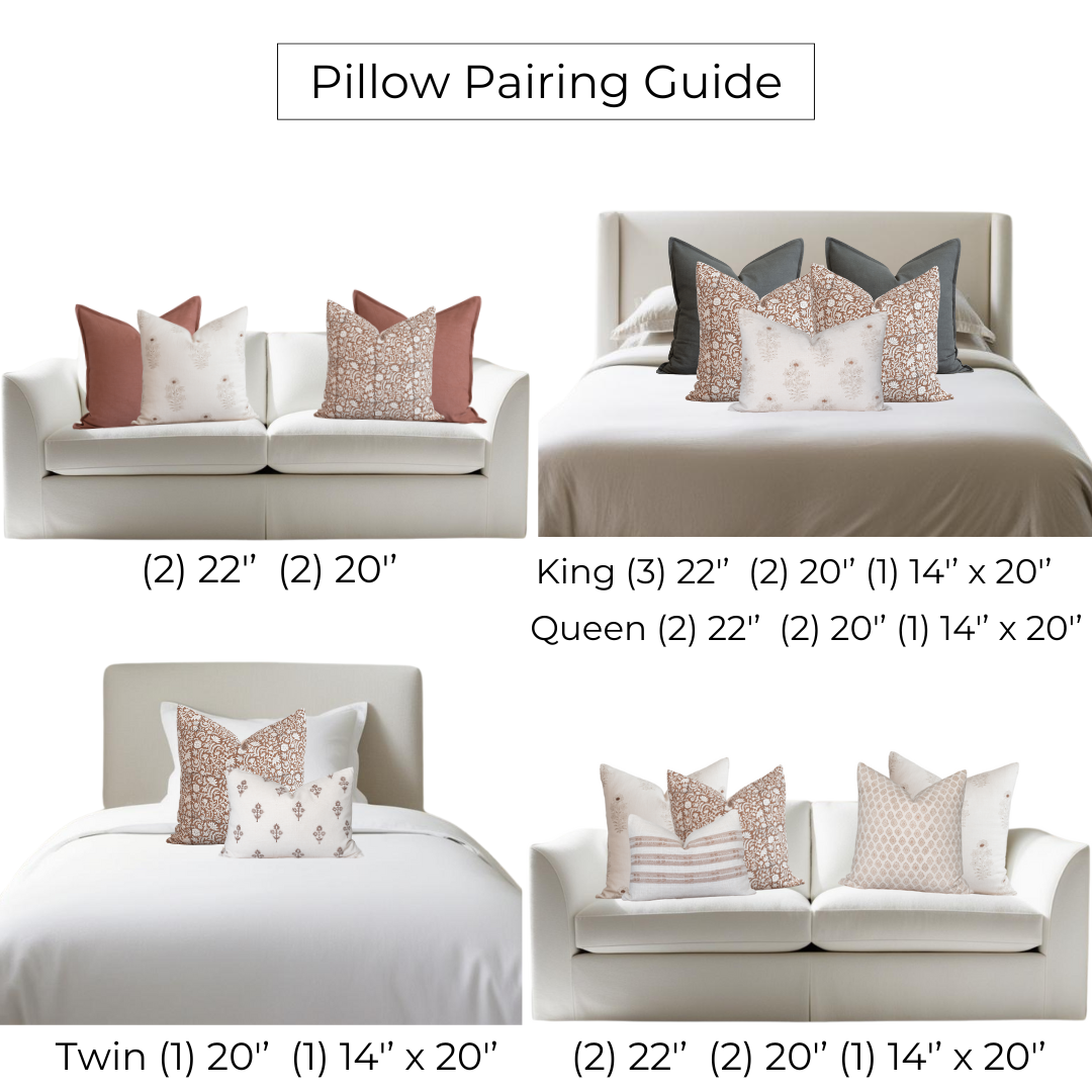 Nina Floral Block Printed Pillow Cover | Brown