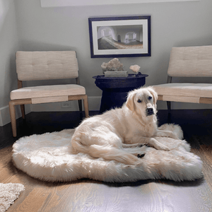 PupRug by Paw.com® Faux Fur Orthopedic Dog Bed - Curve White with Brown Accents