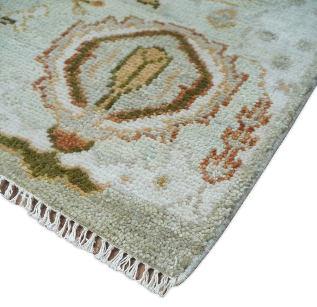 Hand Knotted Antique Peach and Beige Traditional Oushak Custom Made Wool Area Rug