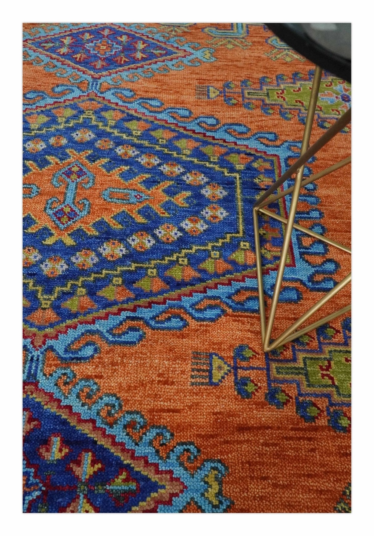 Hand Knotted Rust, Blue and Olive Traditional Multi Size Antique Wool Area Rug