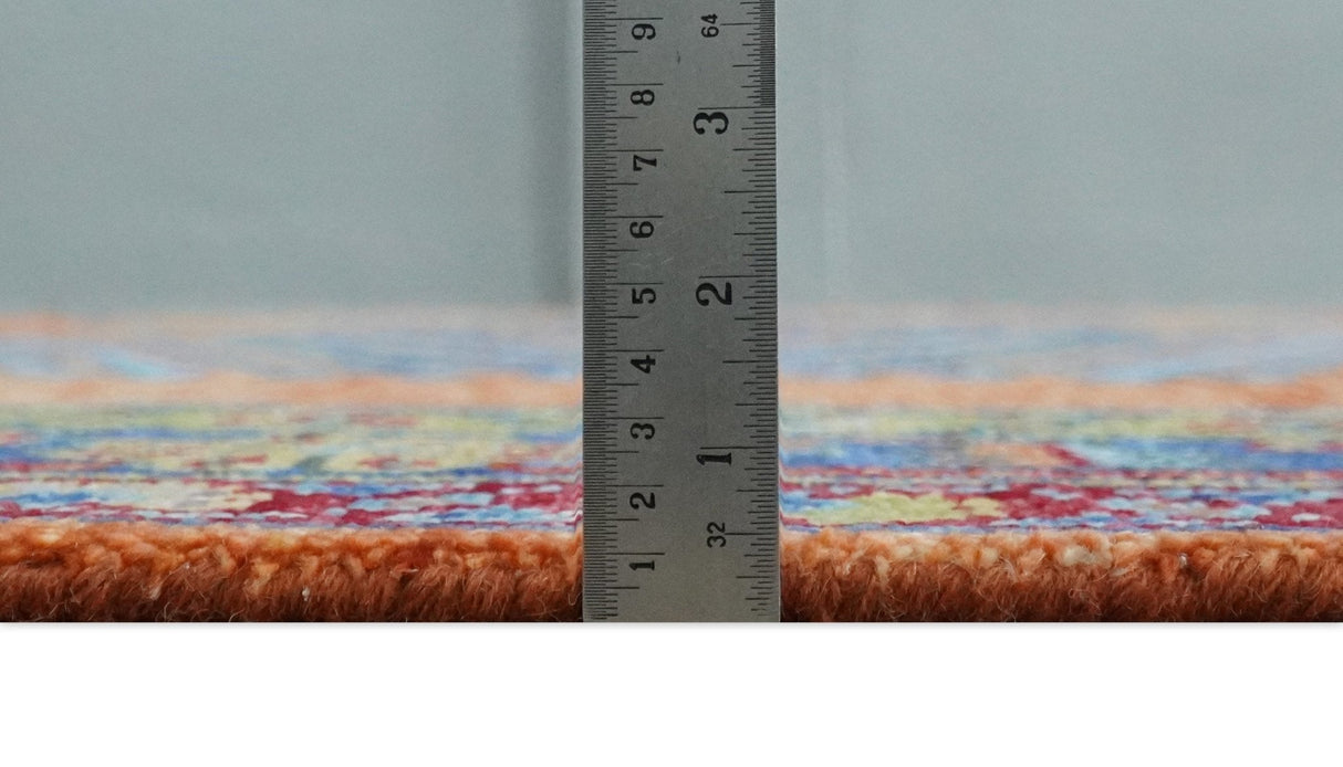 Hand Knotted Rust, Blue and Olive Traditional Multi Size Antique Wool Area Rug