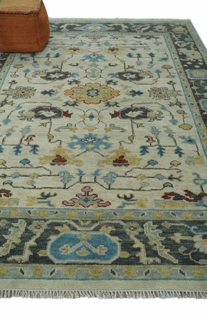 Beige, Gray, and Ivory Traditional Hand Knotted Oriental Oushak Multi Size wool Area Rug