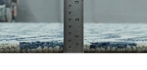 Contemporary Farmhouse Leaf's Hand Tufted Silver and Blue Loop Multi Size Wool Rug