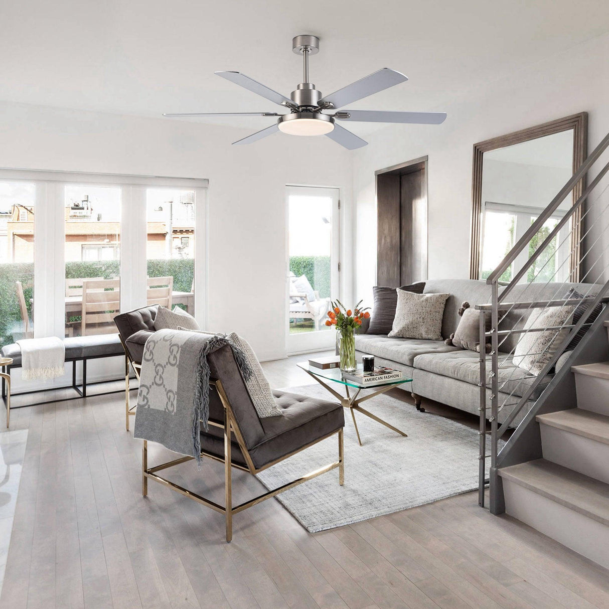 60" Lucknow Modern Ceiling Fan with Lighting and Remote Control