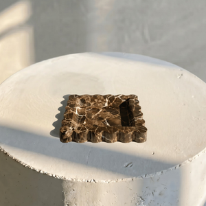 Penelope Scalloped-edge Tray in Beige Travertine