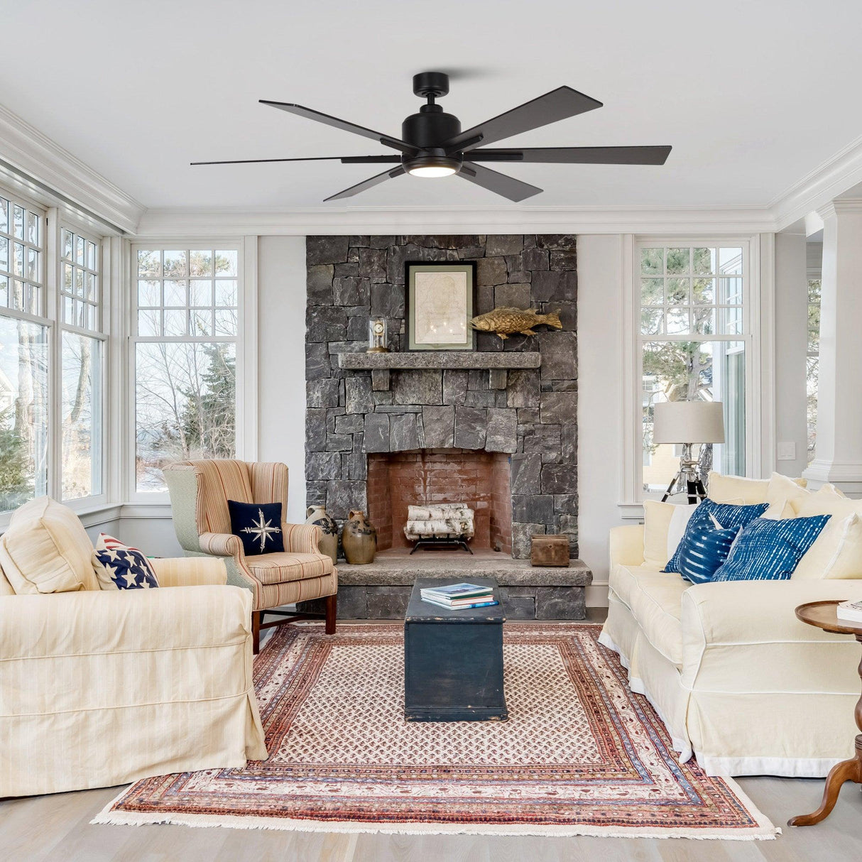 65" Bendan Industrial Downrod Mount Ceiling Fan with Lighting and Remote Control