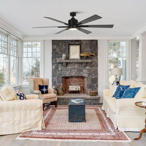 65" Bendan Industrial Downrod Mount Ceiling Fan with Lighting and Remote Control