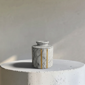 Seraphina Marble Butter Jar, 4"D x 4.5"H