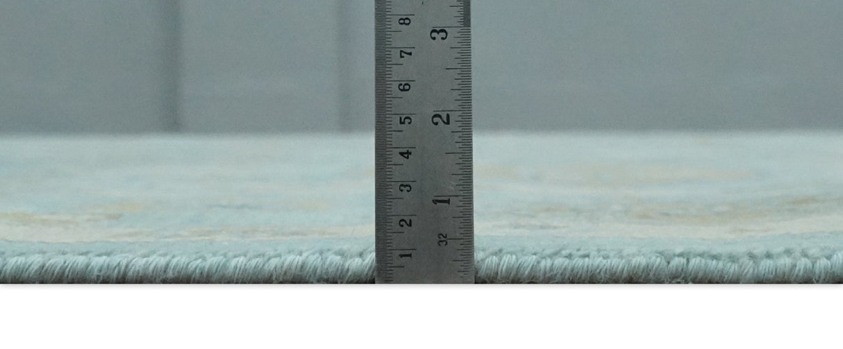 Custom Made Blue, Brown and Ivory Hand knotted Traditional Oushak Wool Rug