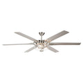 70" Modern Brushed Nickel DC Motor Downrod Mount Ceiling Fan with Lighting and Remote Control
