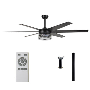 70" Black Modern Ceiling Fan