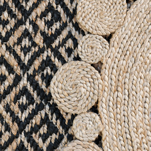 Natural and Black Diamonds Jute Rug