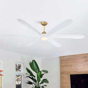 72" Jaydn Farmhouse Satin Nickel DC Motor Downrod Mount Reversible Ceiling Fan with Lighting and Remote Control