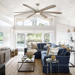 72" Jaydn Farmhouse Satin Nickel DC Motor Downrod Mount Reversible Ceiling Fan with Lighting and Remote Control