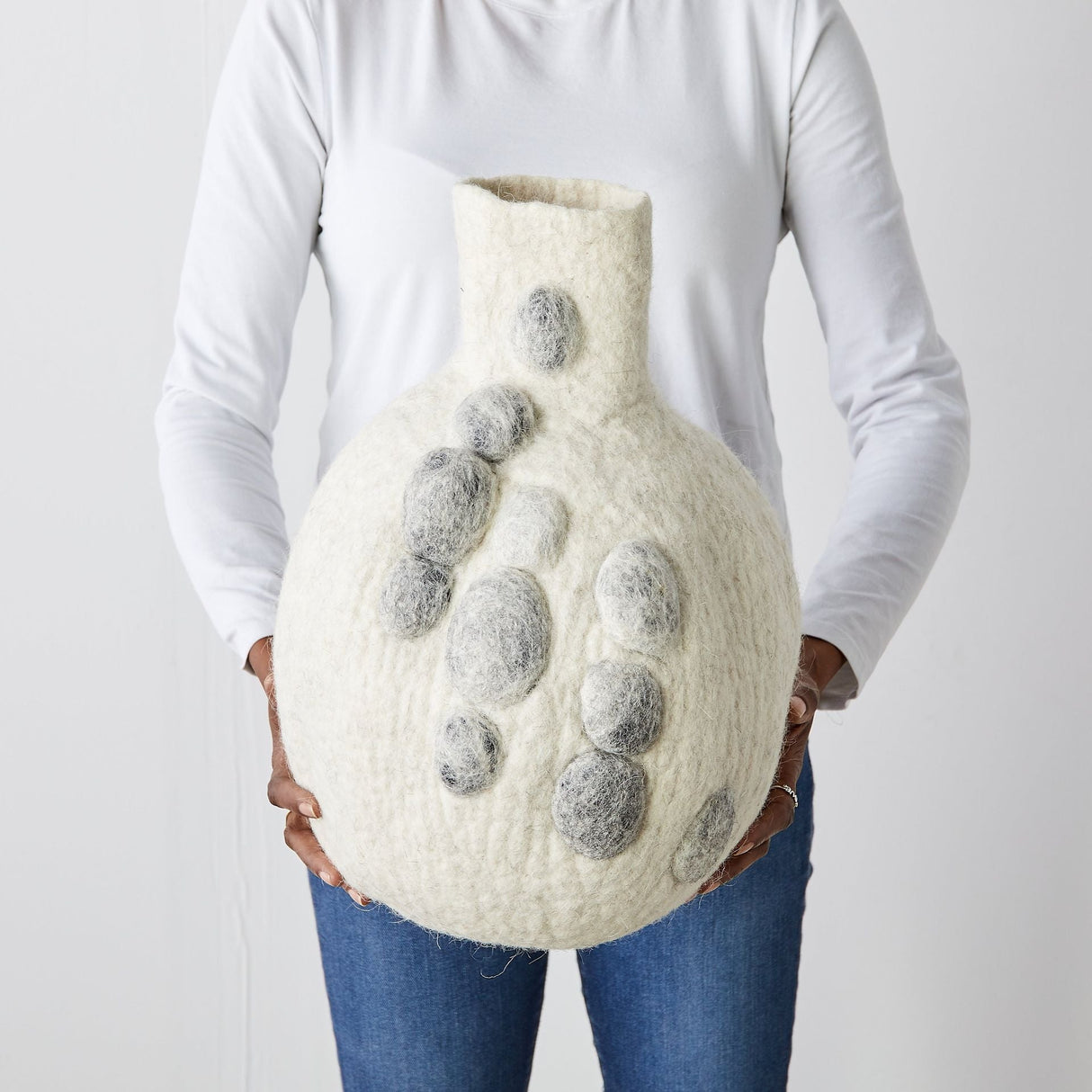 Pebble Hand-Felted Wool Gourd Basket