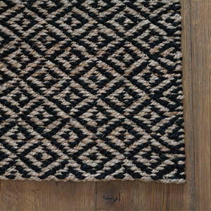 Natural and Black Diamonds Jute Rug