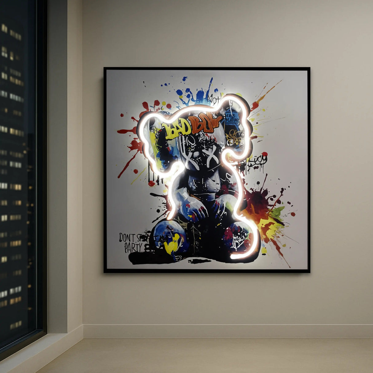 Dancing Street Art Figure LED Light – Modern LED Sculpture with X Eyes