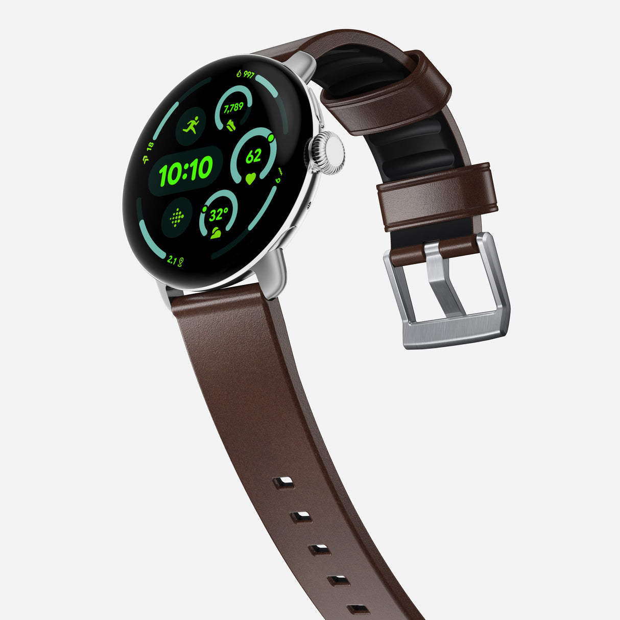 Active Band Pro - Pixel Watch | 45mm | Silver Hardware | Horween Brown