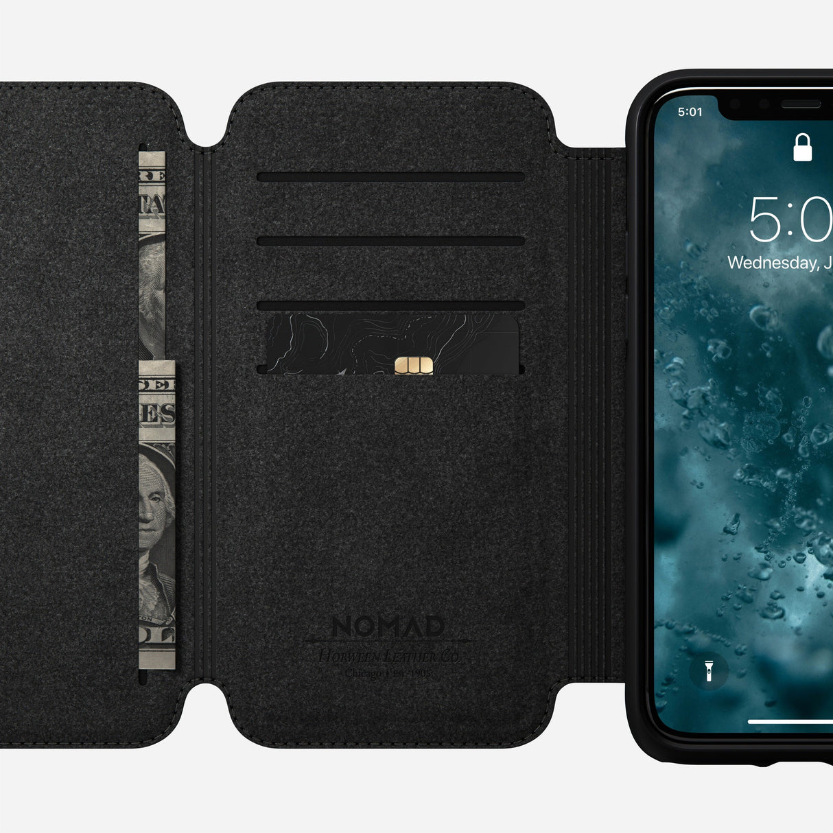 Modern Leather Tri-Folio - iPhone 11 Pro | Black | Horween