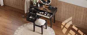 Walker Edison | Bohemian Style Wooden Makeup Vanity Set