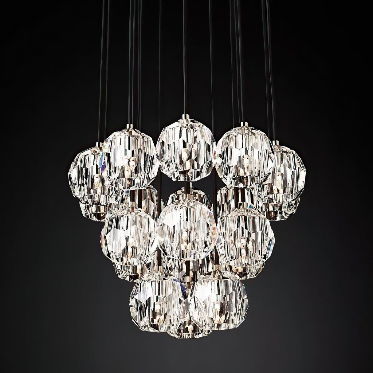 Kristal Crystal Round Cluster Chandelier