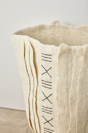 Zulu Hand-Felted Ivory Wool Floor Vase