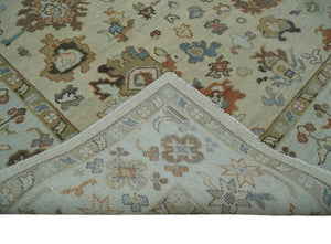 Hand Knotted Beige and Ivory Multi Size Traditional Oushak Wool Area Rug