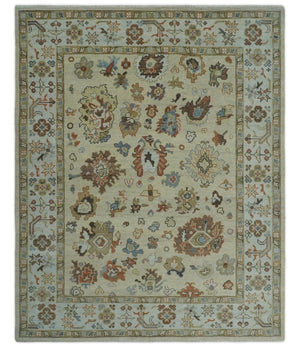 Hand Knotted Beige and Ivory Multi Size Traditional Oushak Wool Area Rug
