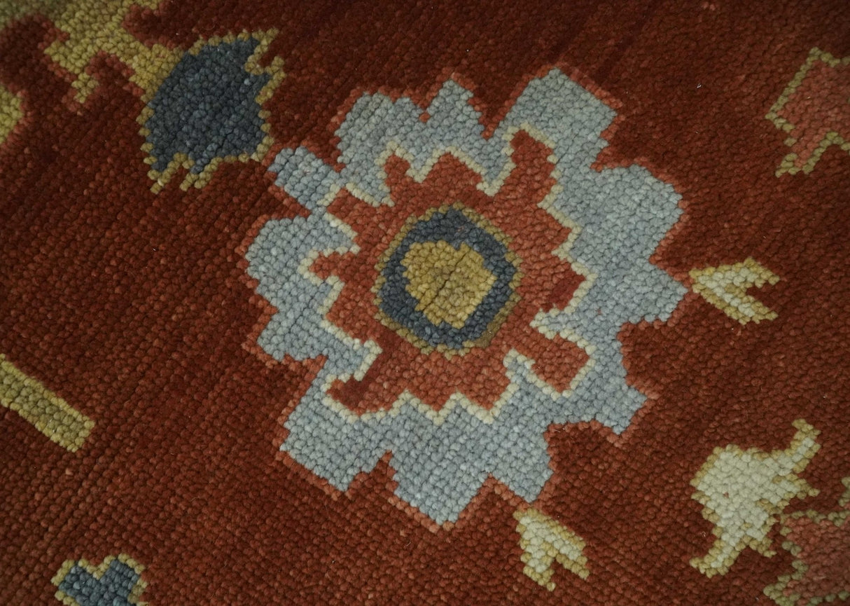 Hand Knotted Rust and Beige Traditional Oushak Multi Size Wool Area Rug