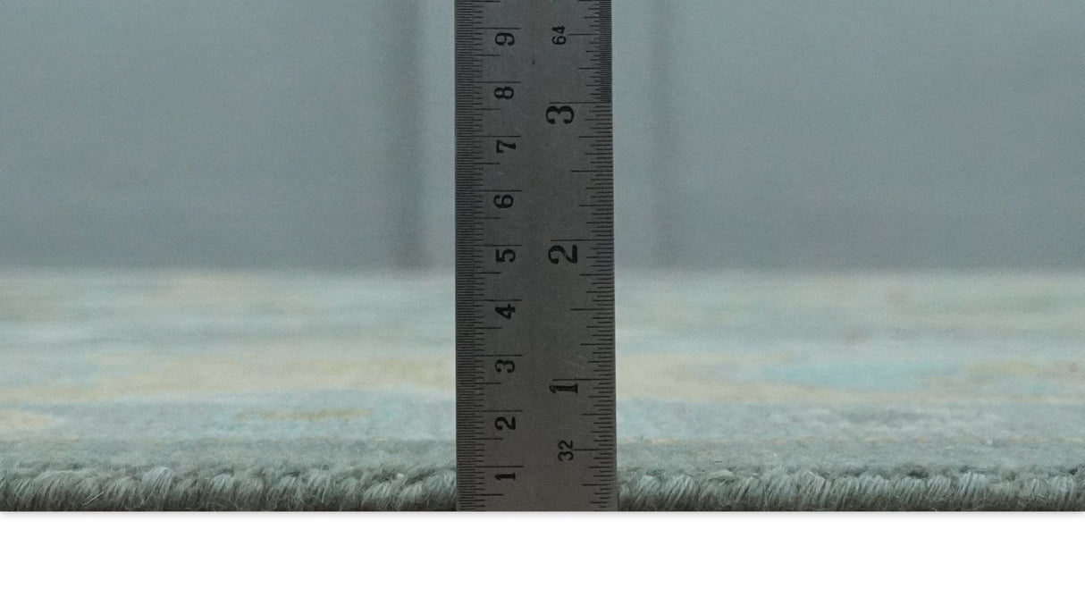 Antique look Hand Knotted Silver and Beige Traditional Oushak Wool Area Rug