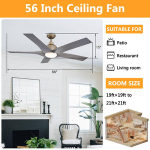 56" Genoa Farmhouse DC Motor Downrod Mount Reversible Ceiling Fan with Lighting and Remote Control