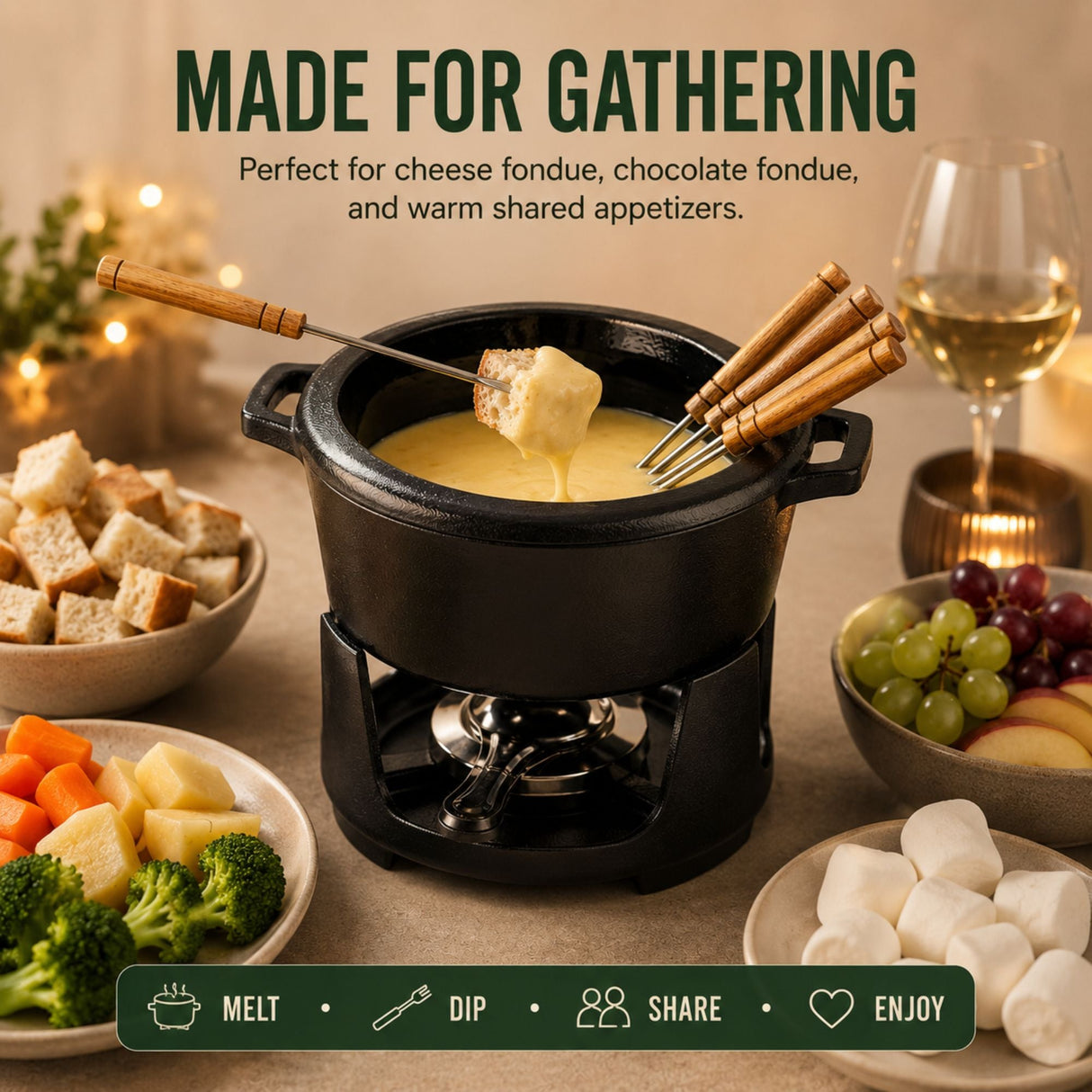 Fondue Set, 8-Piece, 2-Qt