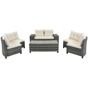 Walker Edison | 8-pieces Outdoor Wicker Round Sofa Set