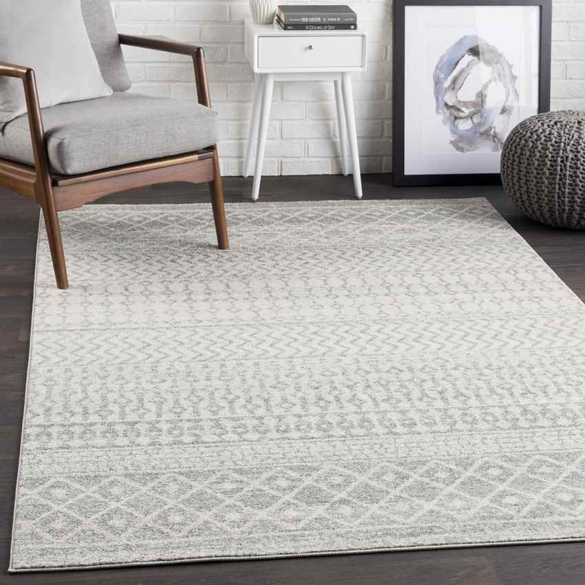 Louise Global Light Gray/White Area Rug