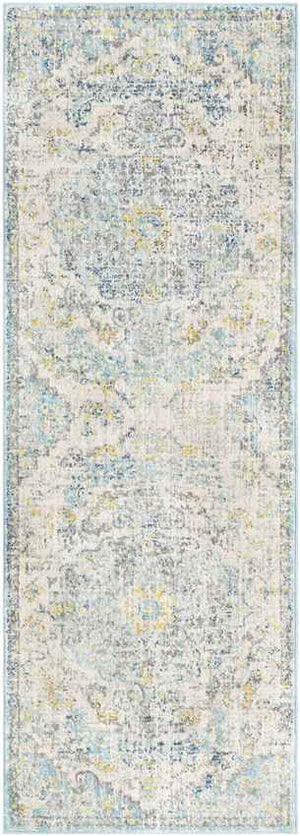 Olivia Traditional Ivory Cream/Teal/Yellow Area Rug