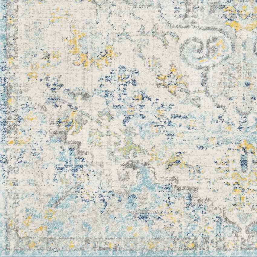 Olivia Traditional Ivory Cream/Teal/Yellow Area Rug