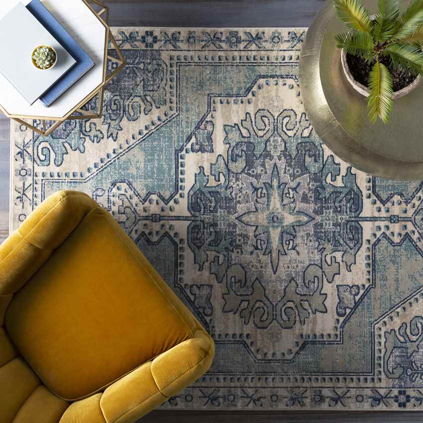 Henry Traditional Teal Area Rug