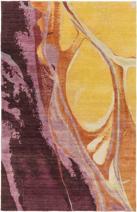 Brilliant Modern Gold/Burgundy Area Rug