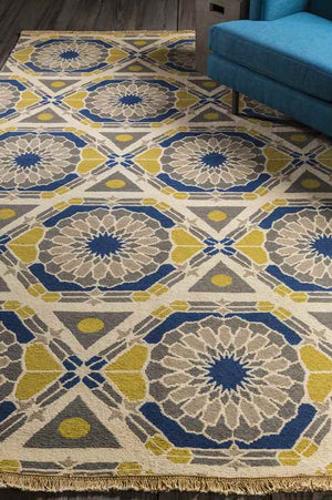 Ignacio Modern Blue/Yellow/Gray Area Rug