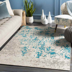 Coalville Modern Teal Blue/Silver Area Rug