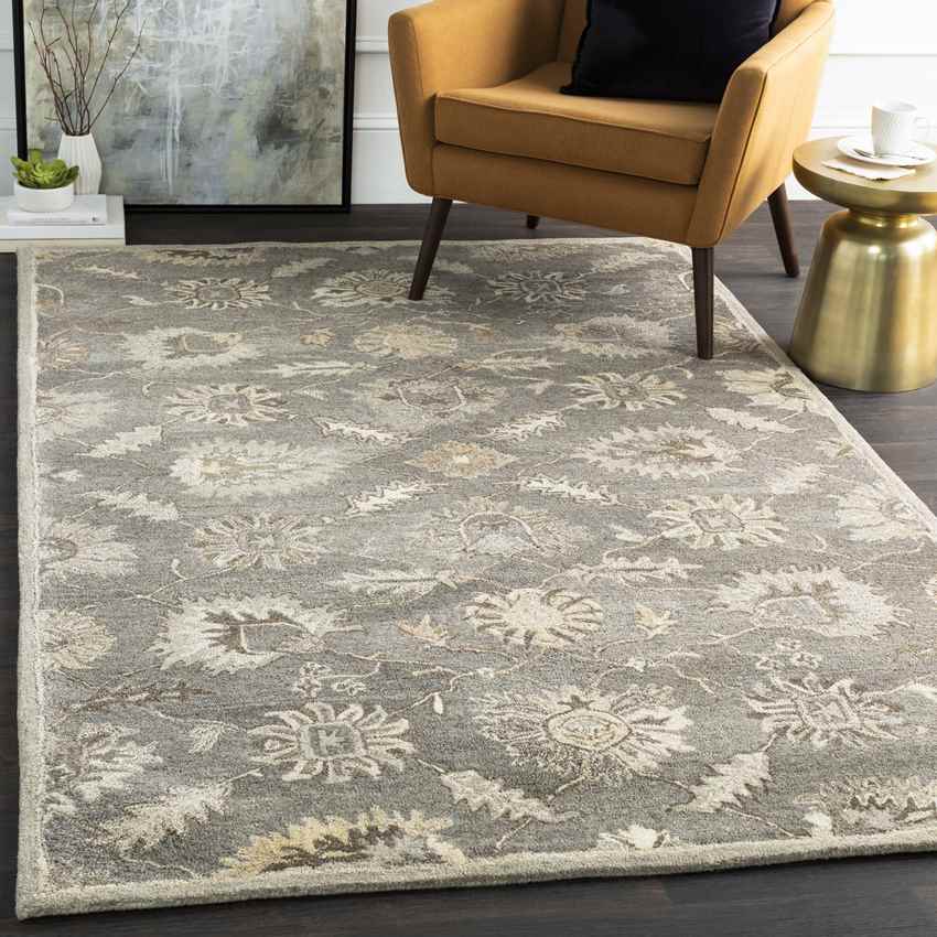Kinistino Traditional Charcoal Area Rug