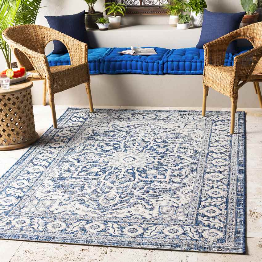 Mantinge Traditional Navy Area Rug
