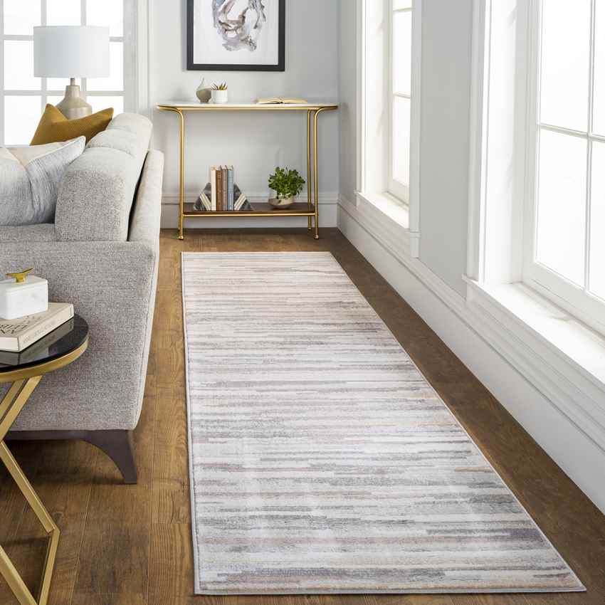 Orvelte Modern Medium Gray/Tan/White Area Rug