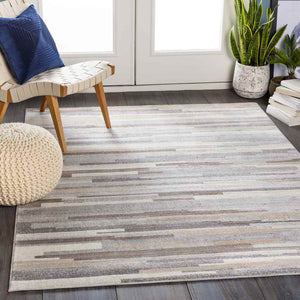 Orvelte Modern Medium Gray/Tan/White Area Rug
