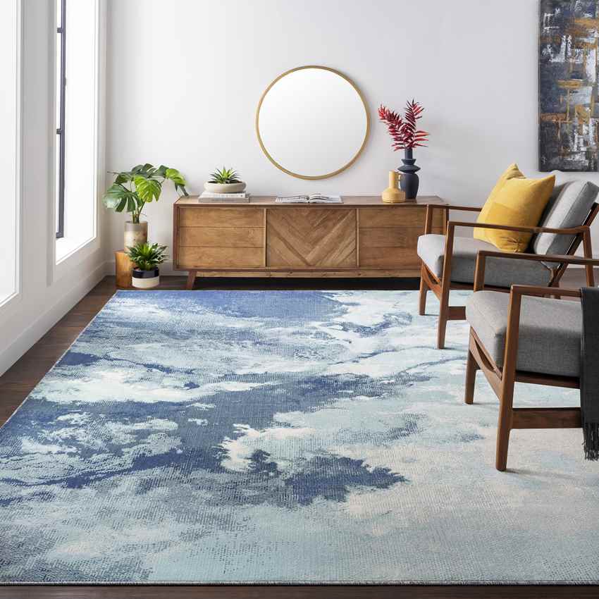 Britsum Modern Dark Blue Area Rug