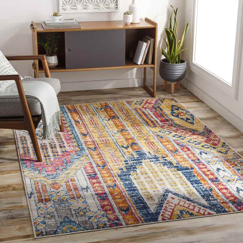 Hool Rustic Bright Pink Area Rug