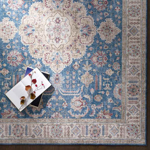 Loeswijk Traditional Sky Blue Area Rug