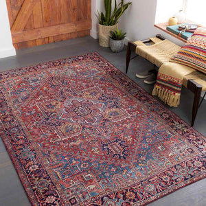 Looneind Traditional Dark Red Area Rug