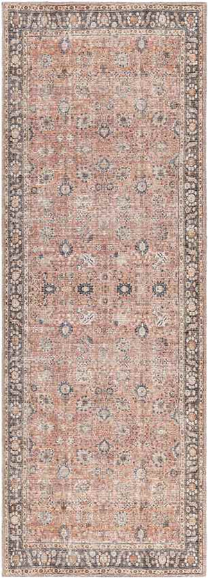 Long Beach Traditional Burnt Orange Washable Area Rug