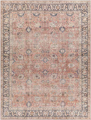Long Beach Traditional Burnt Orange Washable Area Rug
